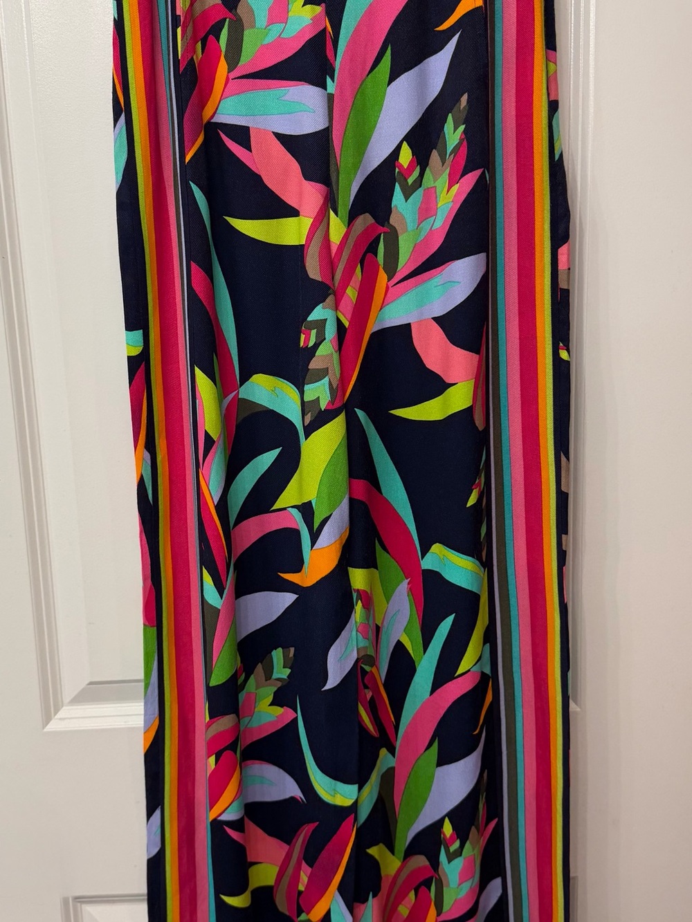 Trina Turk Navy Multicolor Tropical Print Pants